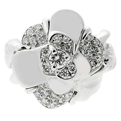 chanel diamond flower ring|Chanel camellia flower ring.